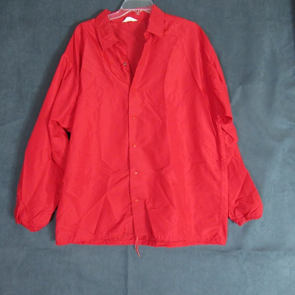 Vintage Felco Windbreaker Mens Large Red Snap Up Jacket Retro Sports 80s USA